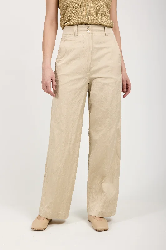 Bottoms for sharp style-Woven Trouser Pant in Beige