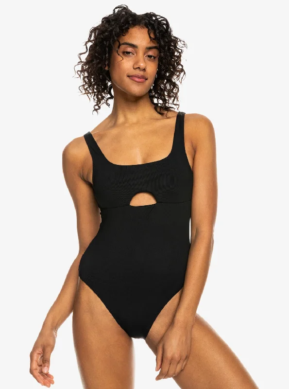 Swimwear for coastal areas-Roxy Pro The Double Line One-Piece Swimsuit - Anthracite