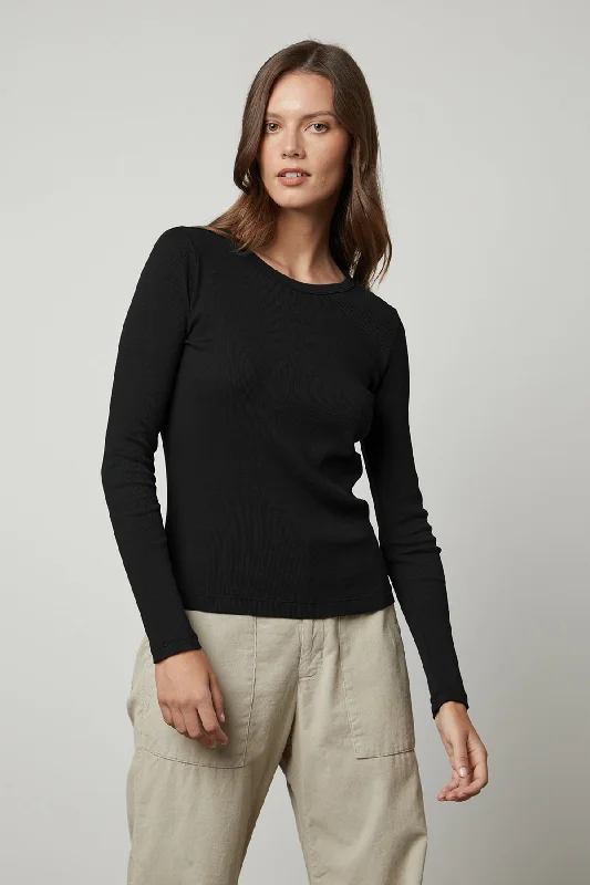 Top cloud storage solutions-BAYLER RIBBED SCOOP NECK TEE