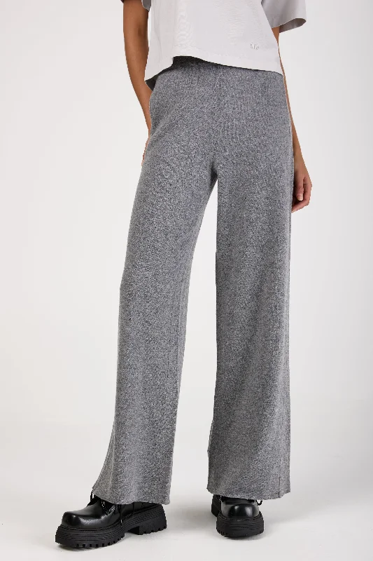 Bottoms in clay-Virgin Wool Felt Wide Leg Pant in Grey