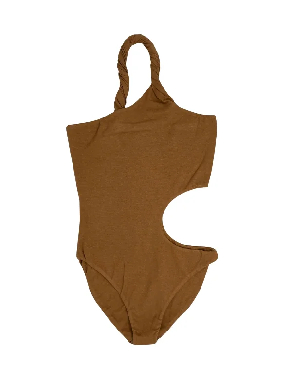 Swimwear for cruise ships-Swirl One Piece Swimsuit - Tan