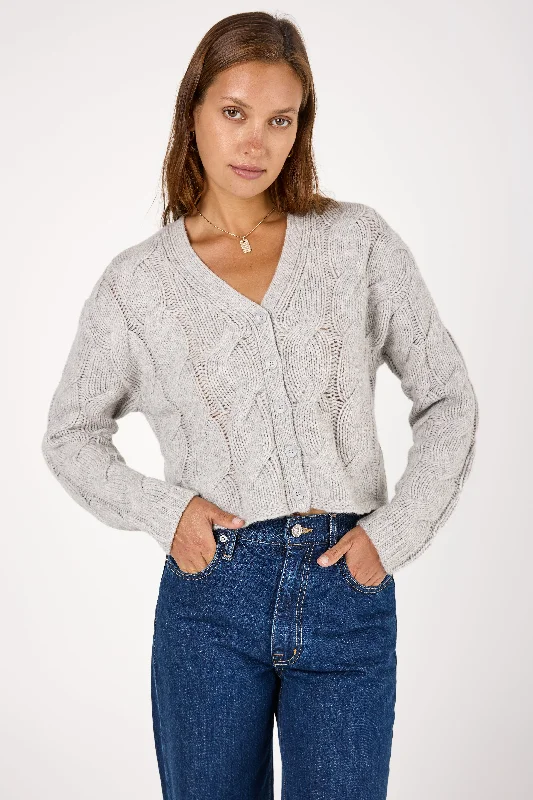 Sweaters in bay-Jolie Cropped Cashmere Cable Cardigan in Foggy