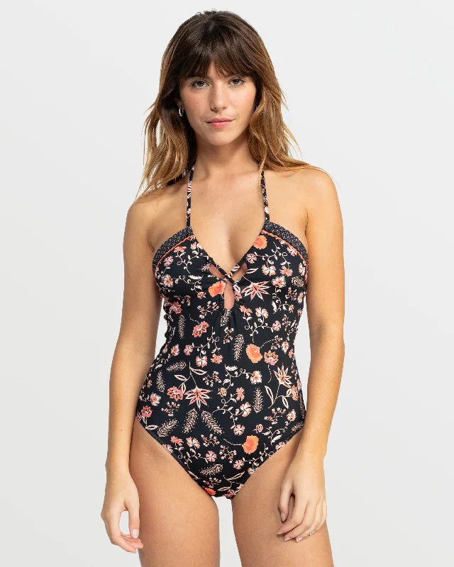 Swimwear for hot tub-Kerala One-Piece Swimsuit - Anthracite Kerala Border