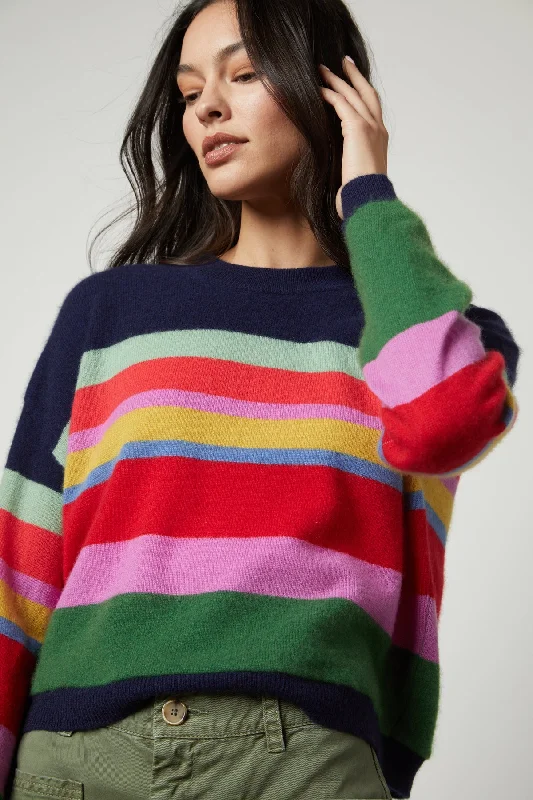 Sweaters for magic shows-KACEY CASHMERE STRIPED CREW NECK SWEATER