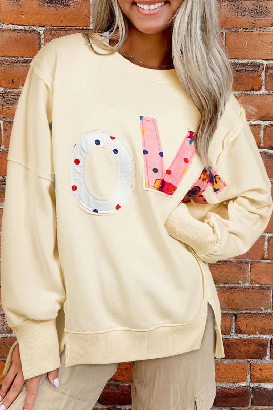 Hoodies & Sweatshirts cycling-LOVE Patch Round Neck Sweatshirt