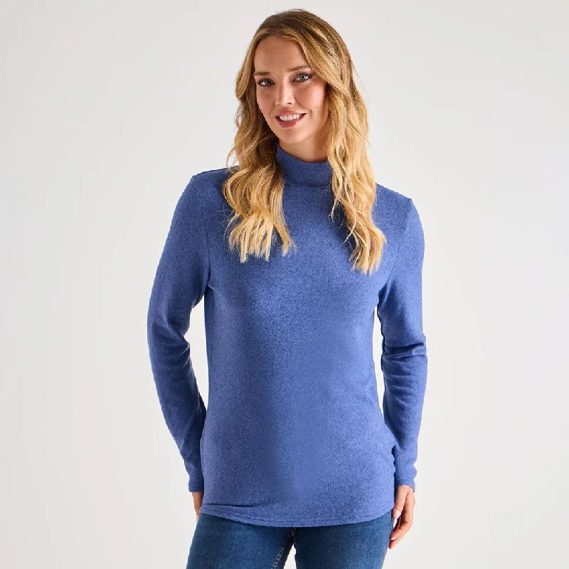 Best online painting classes-Ladies Brushed Marl Turtle Neck Top