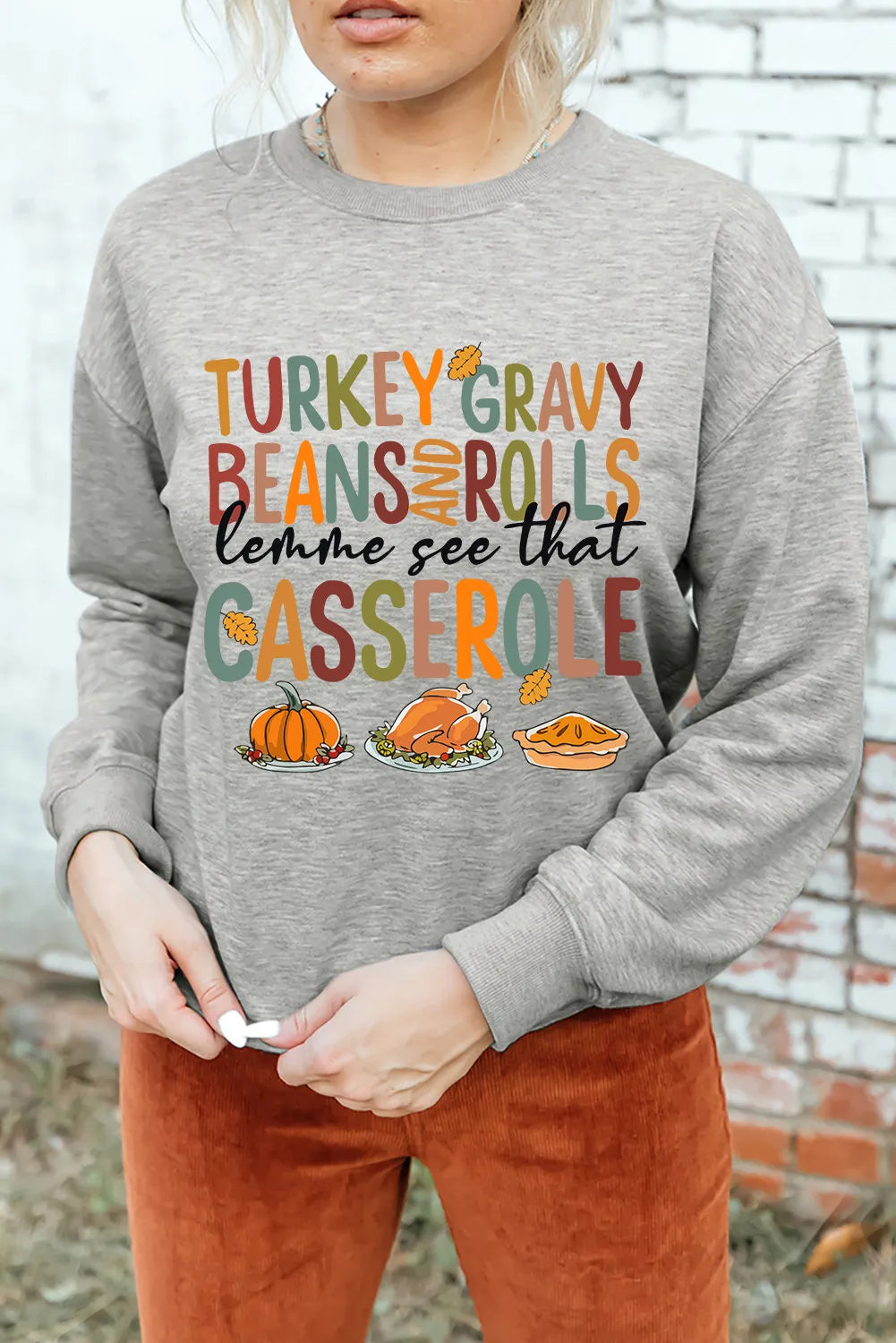 Hoodies & Sweatshirts colorful-Turkey Gravy Casserole Long Sleeve Women's Graphic Sweatshirt