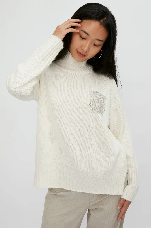 Sweaters with tucked hems-Wool Silk Cashmere Sweater in First Snow