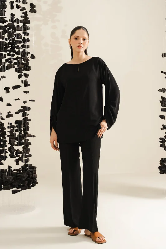 Women's Clothing with tassels-Black Tunic