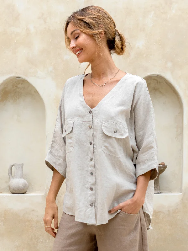 Women's Clothing nursing-Dune French Linen Shirt Almond