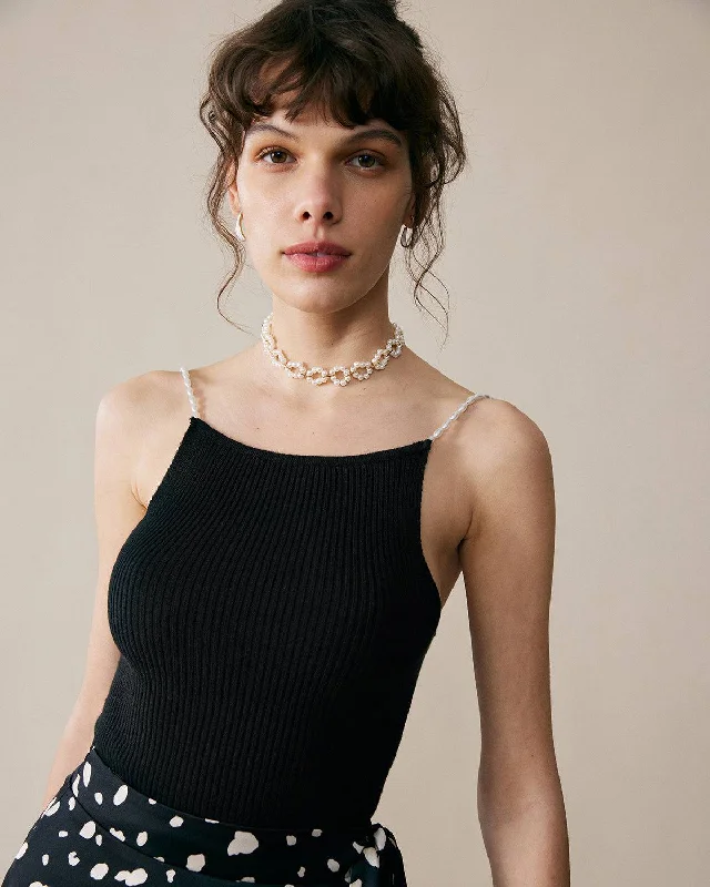 Top tips for virtual meetings-The Beaded Strap Ribbed Cami Top