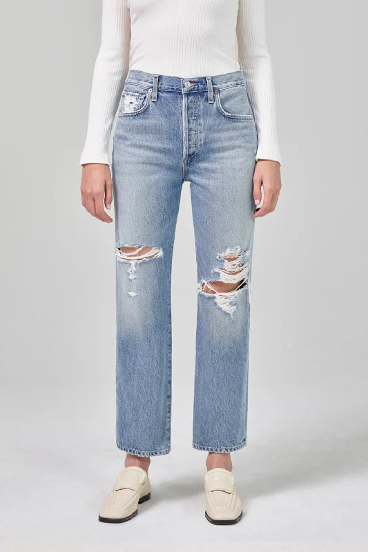 Bottoms with curved hem-Emery Relaxed Crop Jean in Heatwave