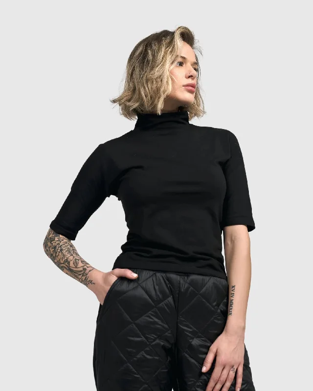 Women's Clothing cruise-Urban Essential Turtleneck Tee, Black