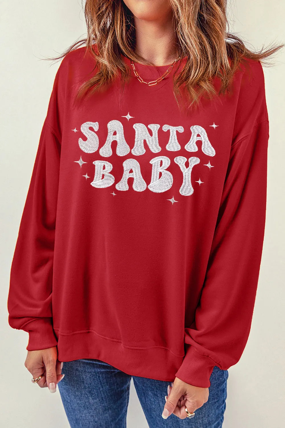 Hoodies & Sweatshirts early access-SANTA BABY Round Neck Long Sleeve Sweatshirt