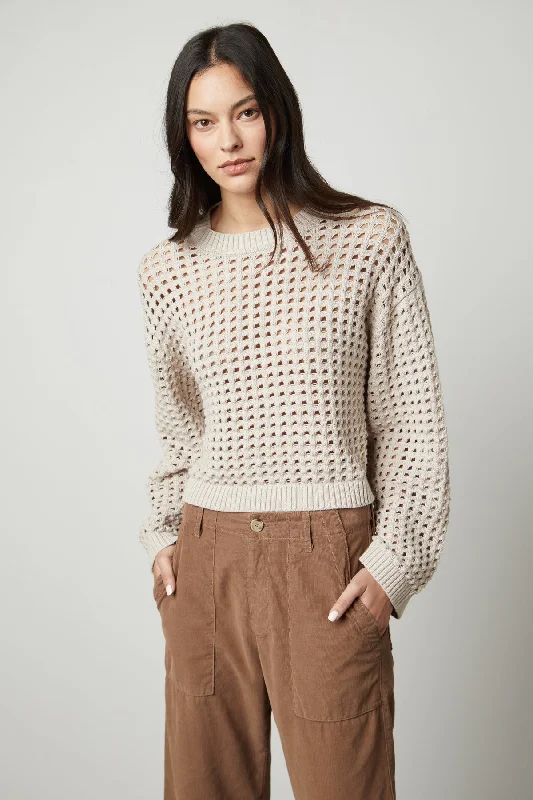 Sweaters for circuses-SAMMIE MESH KNIT CREW NECK SWEATER