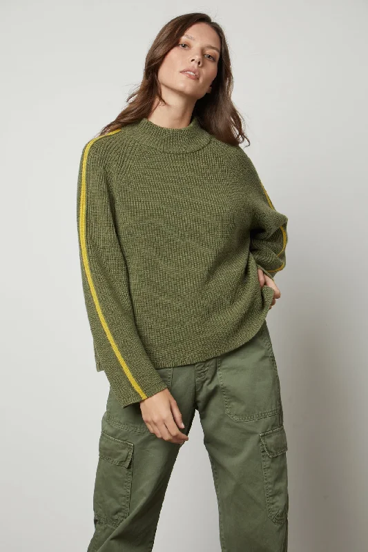 Sweaters with pleated sleeves-TEAGAN MOCK NECK SWEATER