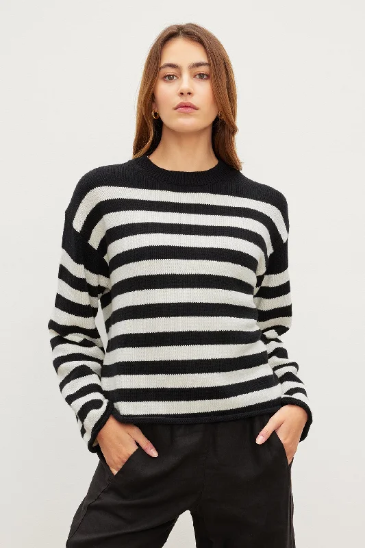 Sweaters for music lessons-LEX STRIPED CREW NECK SWEATER