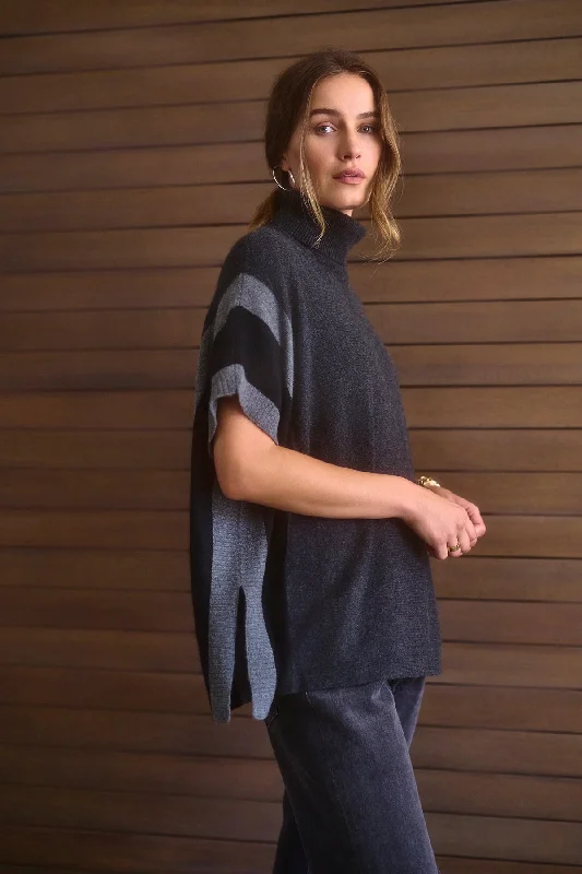 Sweaters in mount-REESE CASHMERE TURTLENECK PONCHO