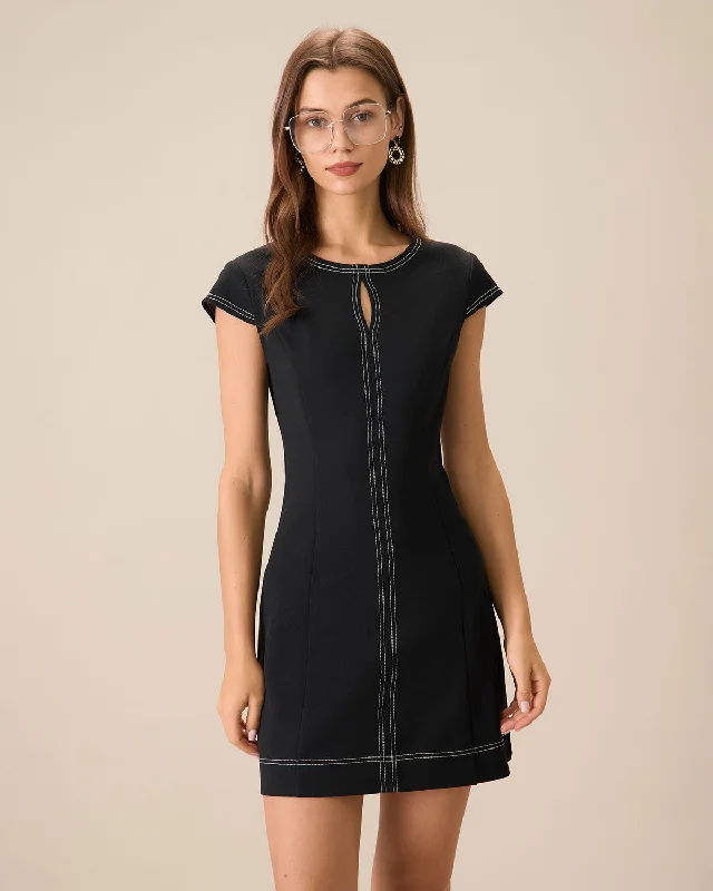 Dresses for cooking classes-Black Contrasting Mini Dress