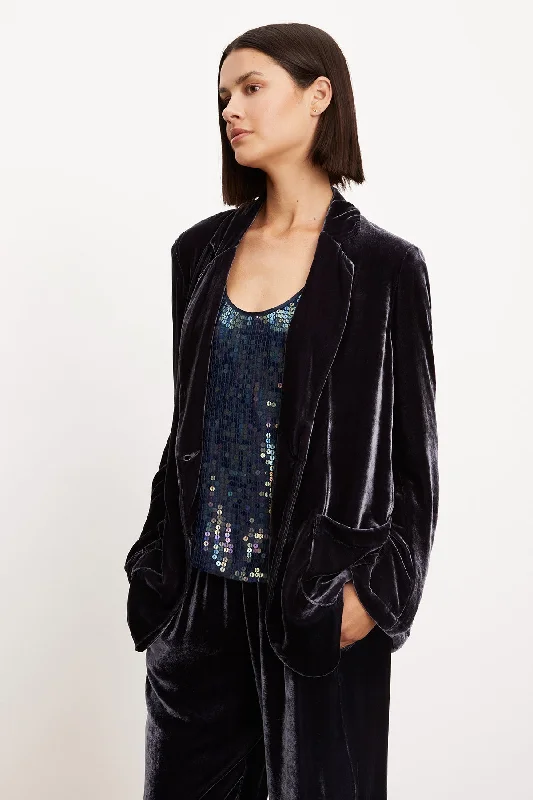 Jackets for slim-KYLA SILK VELVET BLAZER