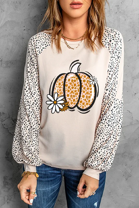 How to choose a kettle-Pumpkin Graphic Round Neck Long Sleeve Top