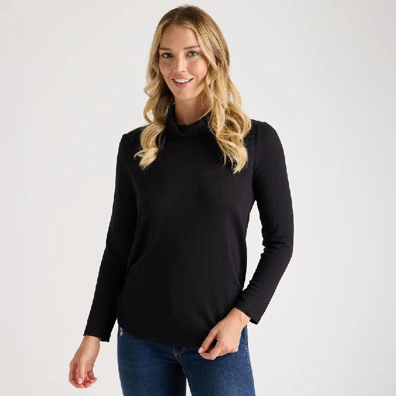 How to improve time management-Ladies Black Cowl Neck Scoop Top