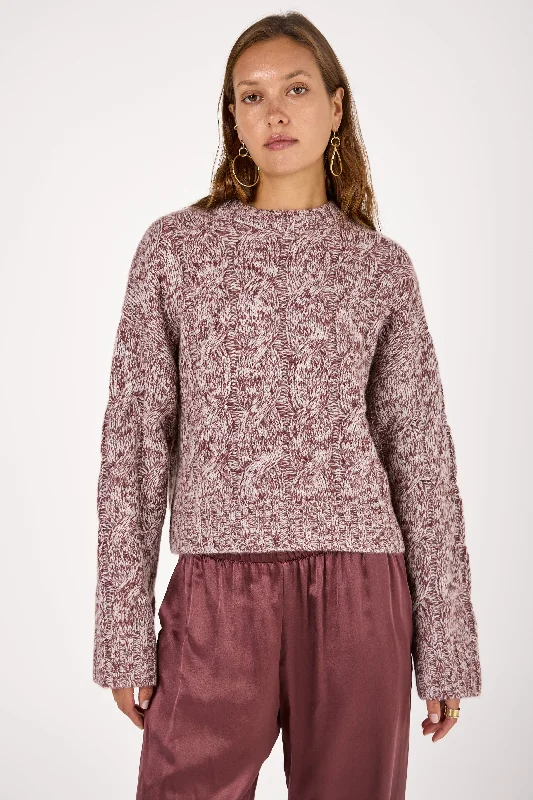 Sweaters with draped hems-Tristan Cashmere Marled Crewneck Pullover in Cimarron