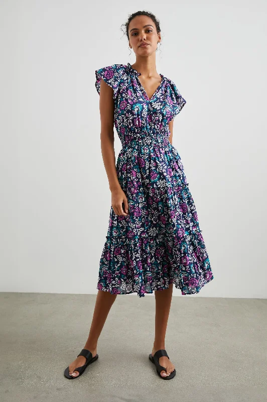 Dresses for urban style-AMELLIA DRESS - WOODBLOCK FLORAL