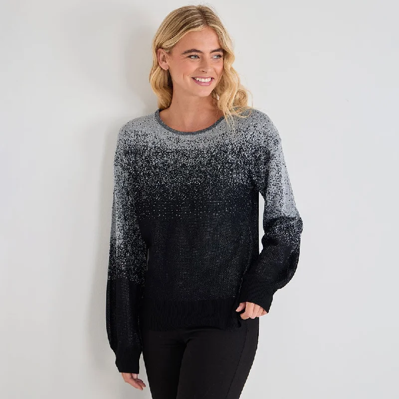 Sweaters with gathered necks-Ladies Lurex Jumper