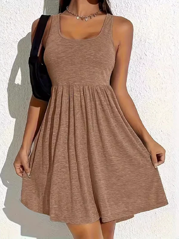 Dresses for fitted styles-Full Size Square Neck Sleeveless Mini Dress