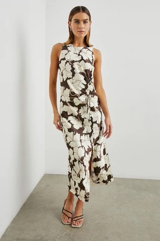 Dresses for tunic length-GABRIELLA DRESS - MOCHA FLORAL