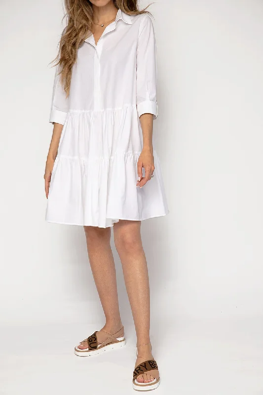 Dresses for large celebrations-Organic Cotton Shirt Dress in White