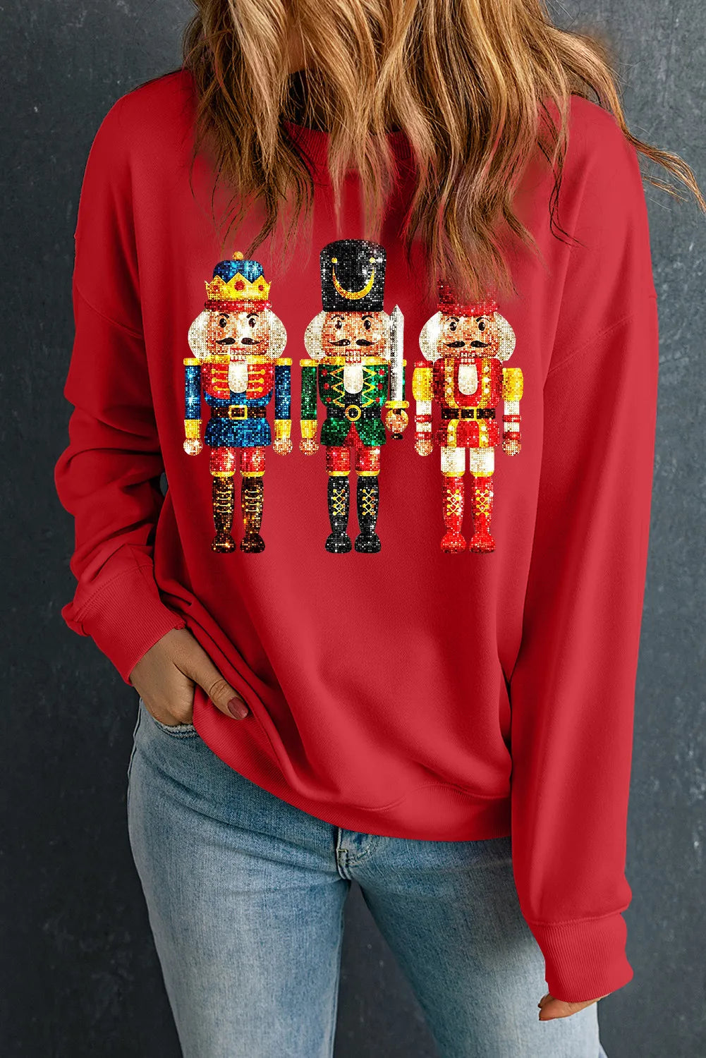 Hoodies & Sweatshirts preorder-Nutcracker Round Neck Long Sleeve Sweatshirt