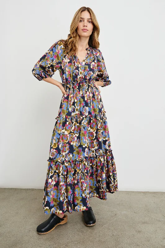 Dresses for wrap style-CATERINE DRESS - NAVY WILDFLOWER