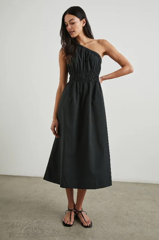 Dresses with satin-SELANI DRESS - BLACK